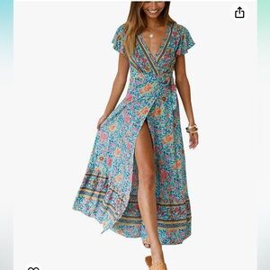 Boho maxi wrap dress
